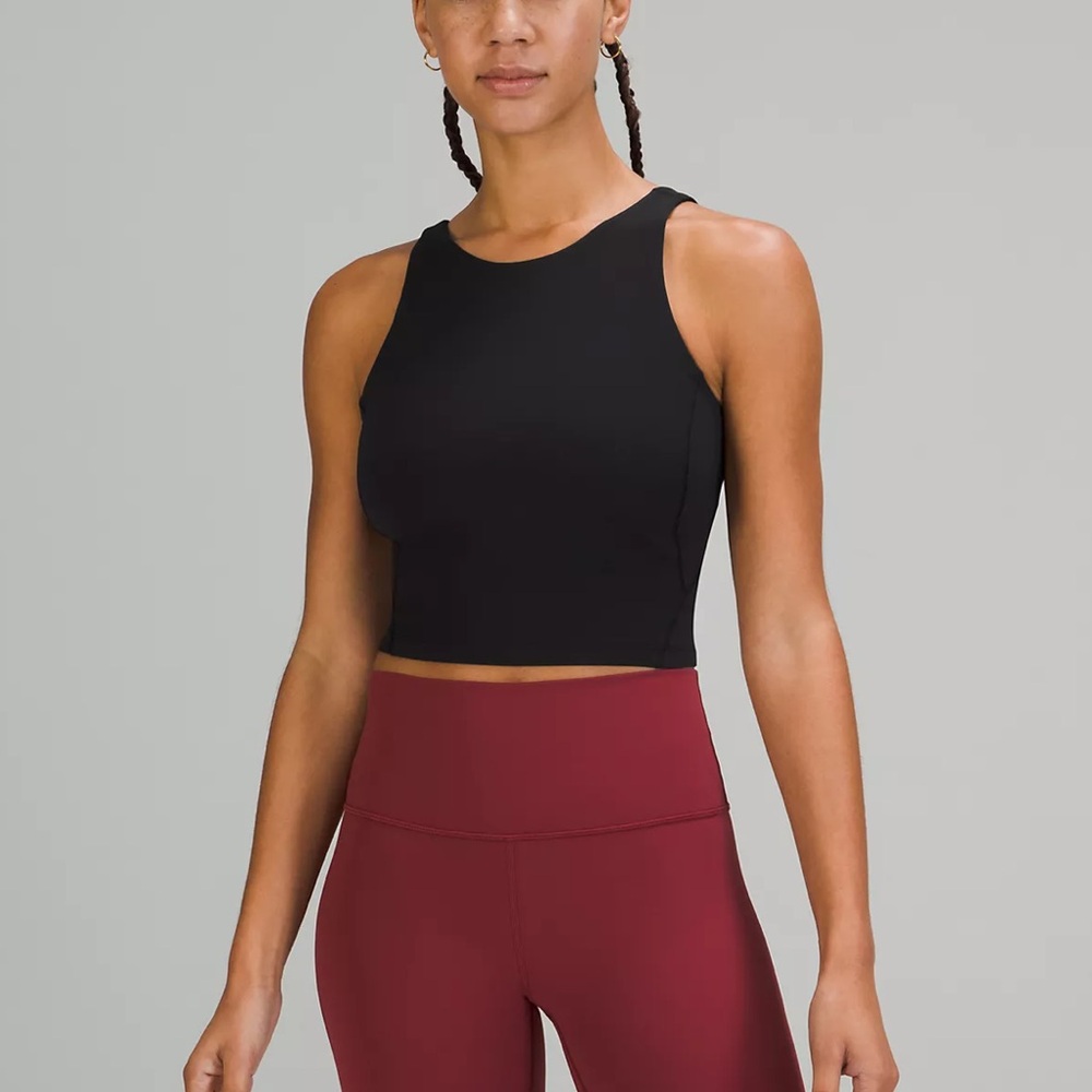 Lululemon Black Cropped Athletic Tank Top | High Neck | Women’s Size 6